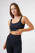 Seamless Ribbed Sports Bra in Black — main image