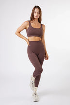 Seamless Ribbed Sports Bra in Chocolate — image 3