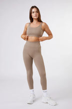 Seamless Ribbed Sports Bra in Latte — image 2