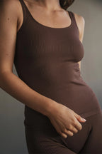 Seamless Ribbed Tank Top in Chocolate — image 2