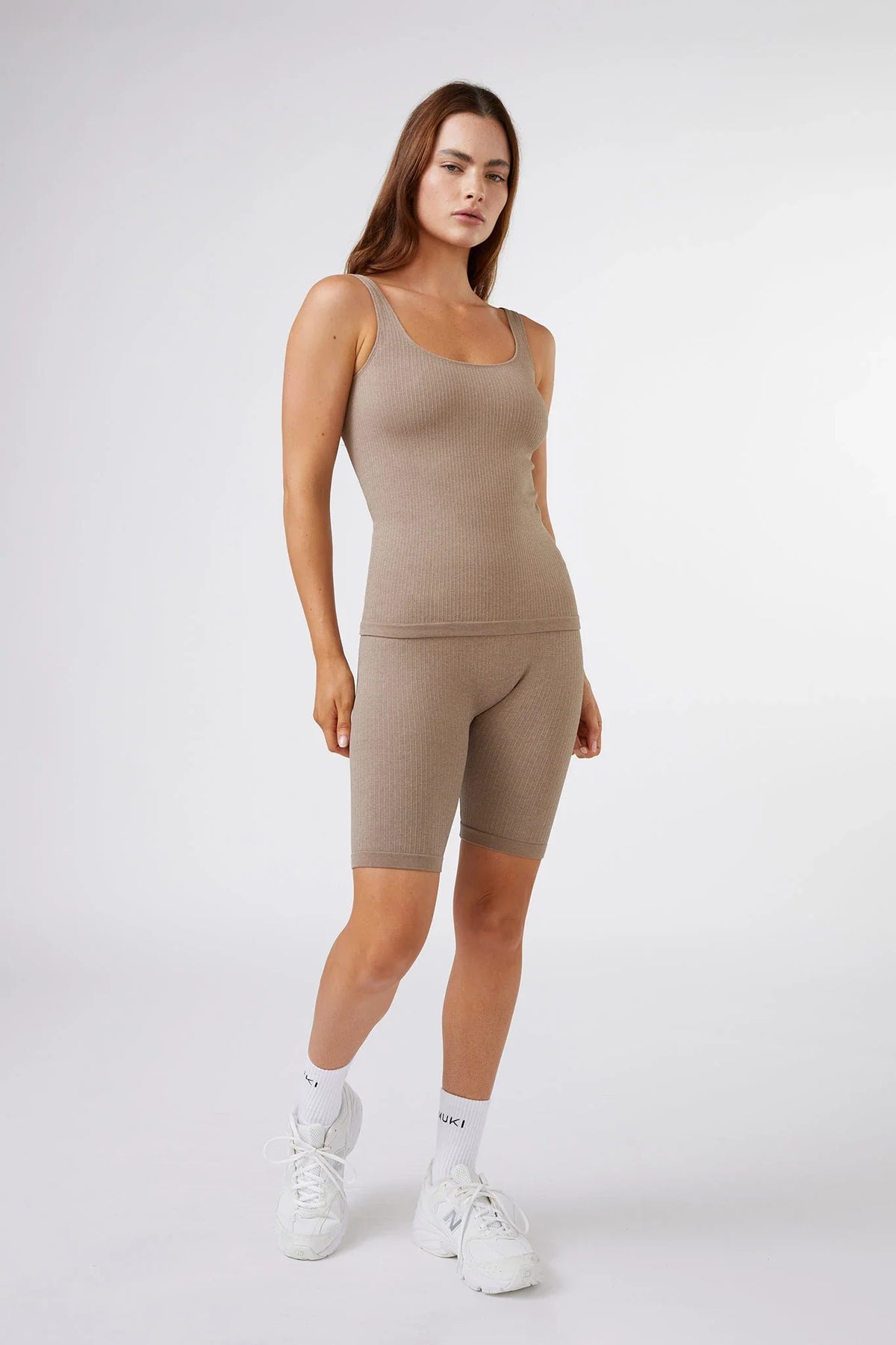 Seamless Ribbed Tank Top in Latte — image 3