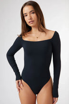 Seamless Square Neck Bodysuit in Black — image 2