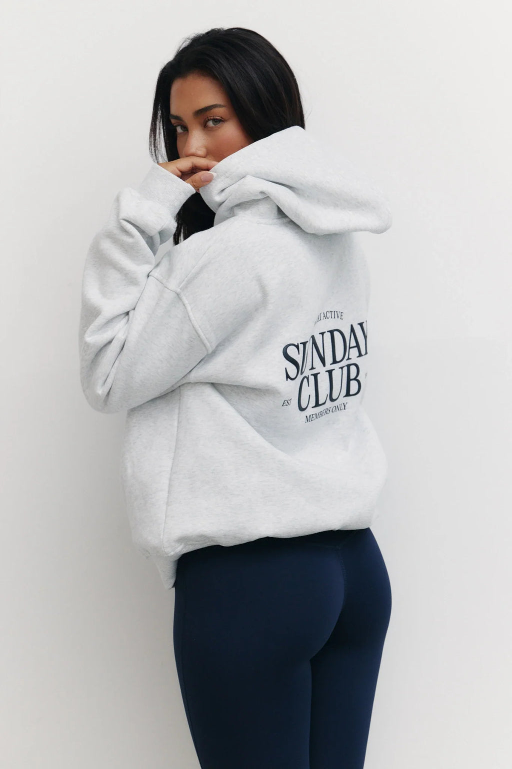 Sunday Club Oversized Hoodie in Light Grey Melange — main image