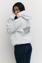 Sunday Club Oversized Hoodie in Light Grey Melange — main image