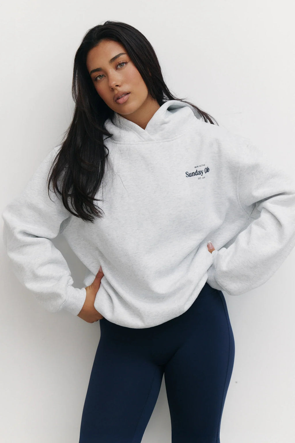 Sunday Club Oversized Hoodie in Light Grey Melange — image 3