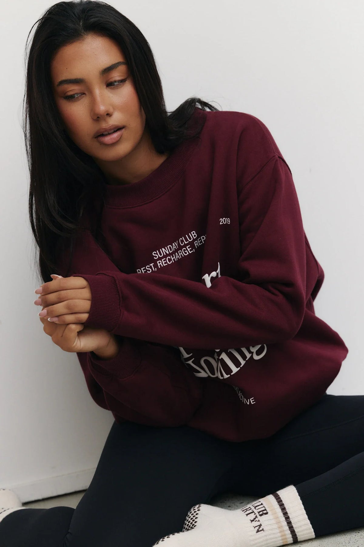 The Art Oversized Sweatshirt in Burgundy — image 5