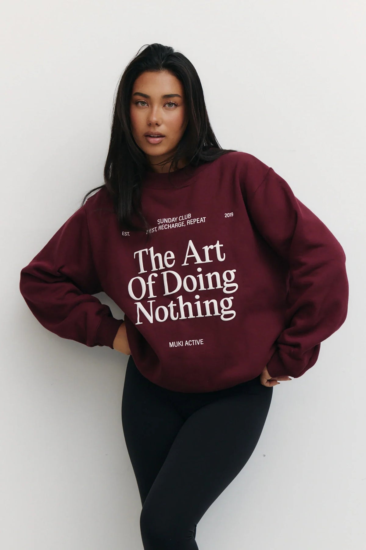 The Art Oversized Sweatshirt in Burgundy — main image