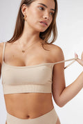Seamless Thin Strap Top in Beige — main image