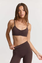 ButterSoft Ruched Sports Bra in Espresso — main image
